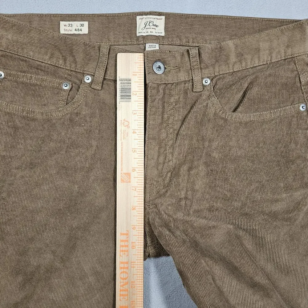 J.Crew 484 Corduroy Pants Mens 33x30* Brown Slim Straight Casual Preppy Academia